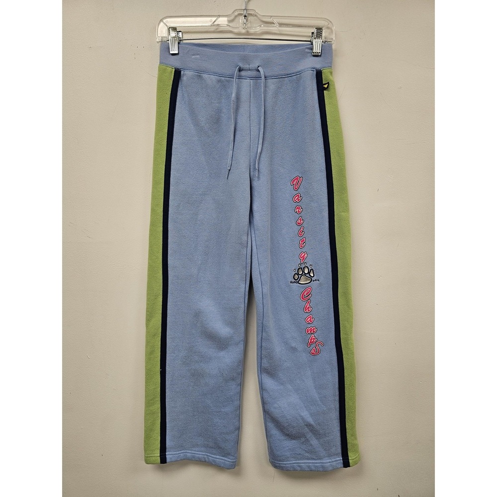 Y2K Sweatpants Girls 14 Blue Green Varsity‎ Champs Fleece Side Stripe Pants